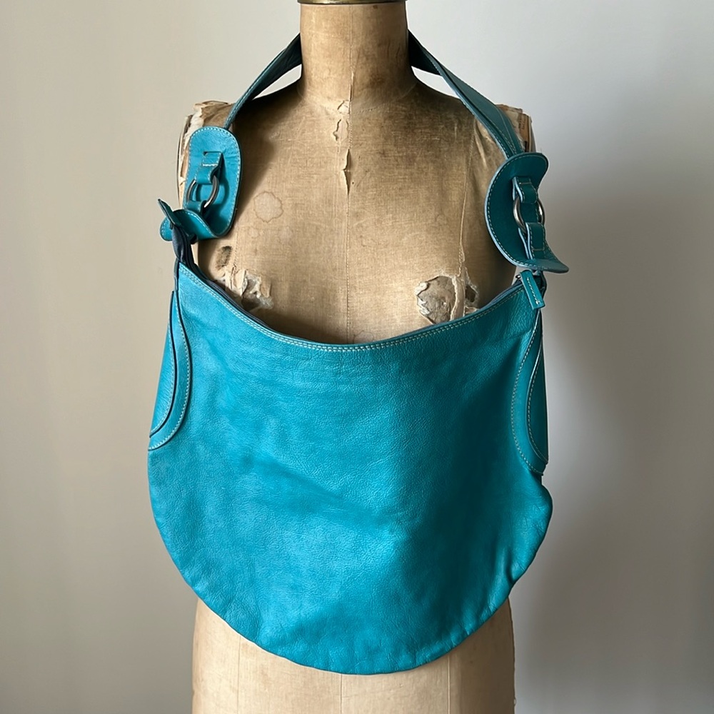 Y2K Vintage Turquoise Leather Handbag